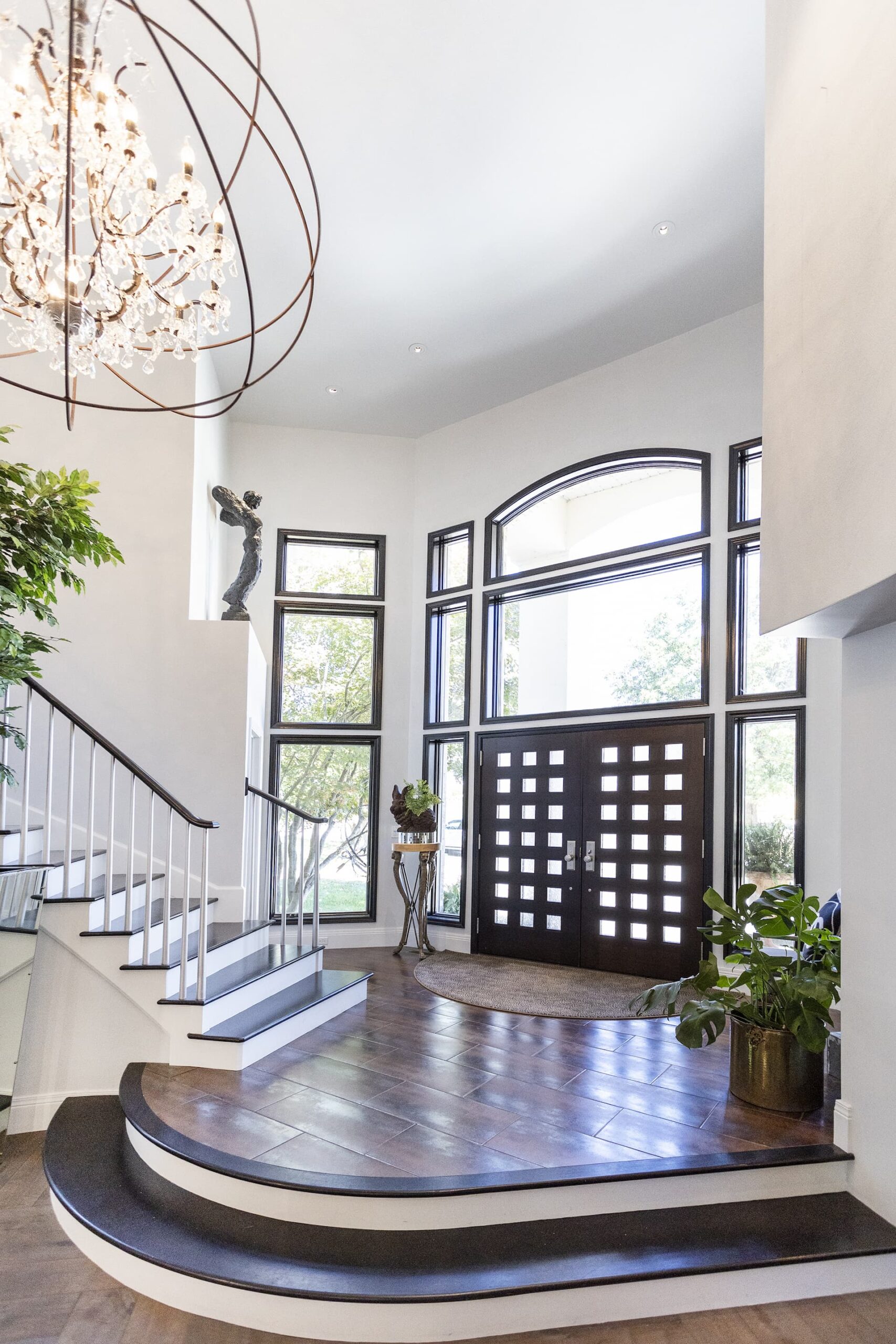 A remodeled entry way of a luxurious home